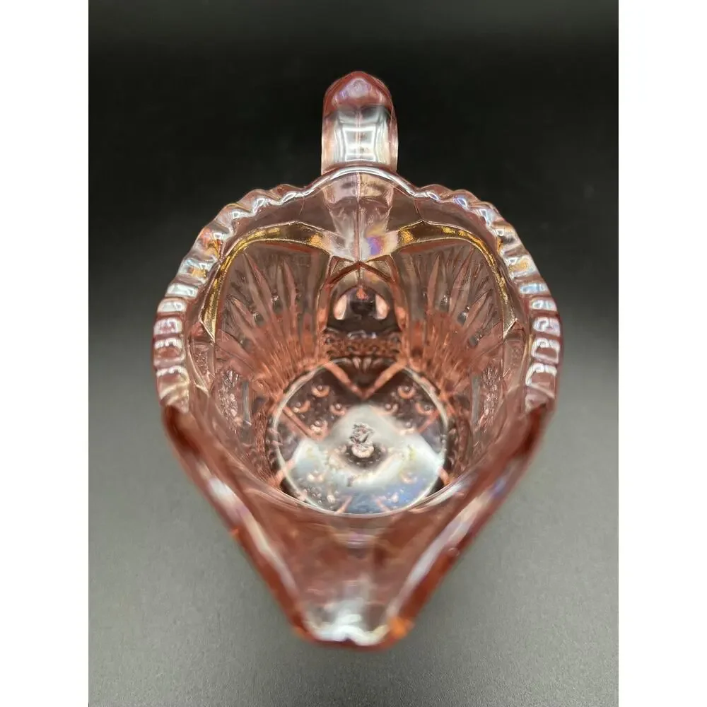 Imperial Glass by Lenox Hand Crafted Pink Iridescent Glass Creamer 3.5” Vintage